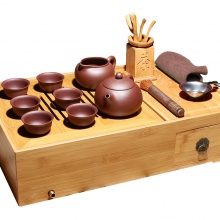 紫砂竹盒茶具12件套