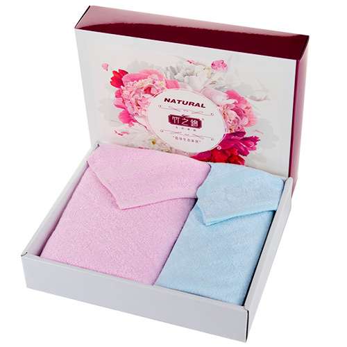 乐农定制竹之锦品牌竹纤维浴巾1条+竹纤维毛巾1条 礼盒装1盒